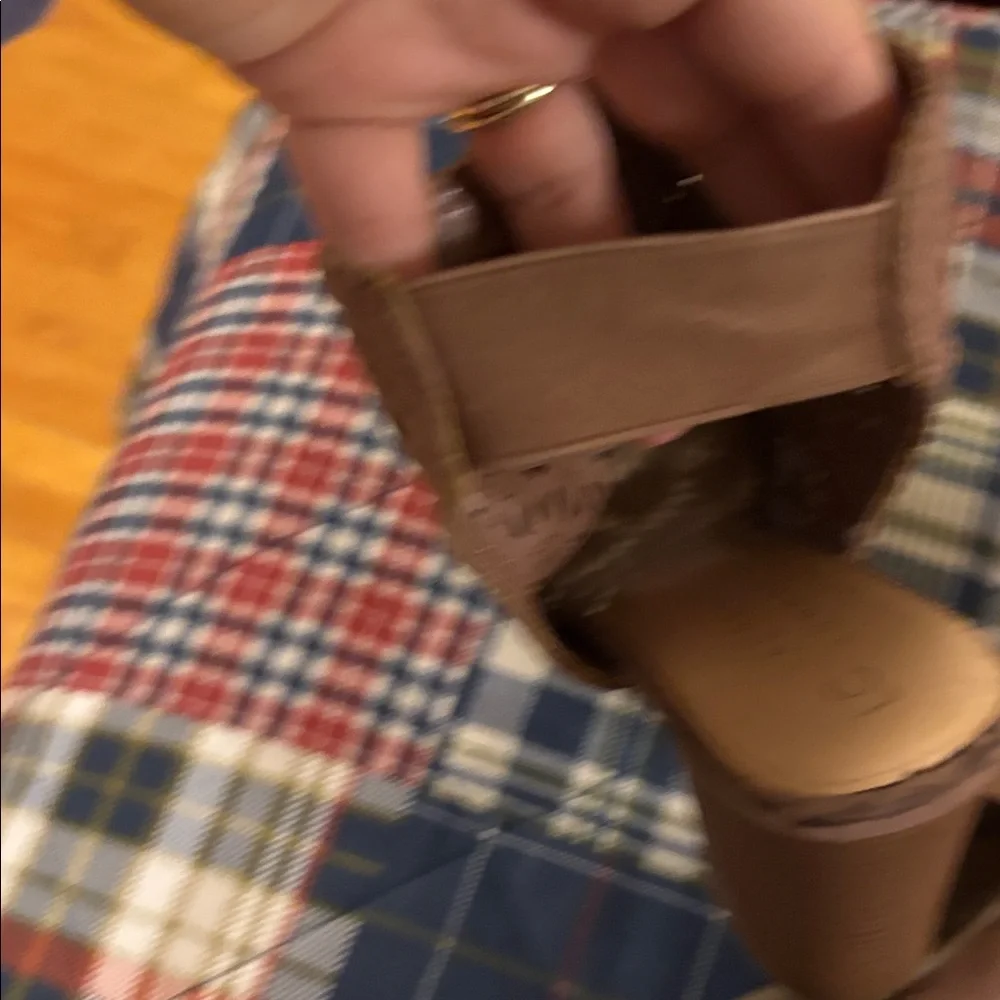 LC Lauren Conrad Taupe Laser-Cut Peep-Toe Block Heel Booties - Picture 6 of 7